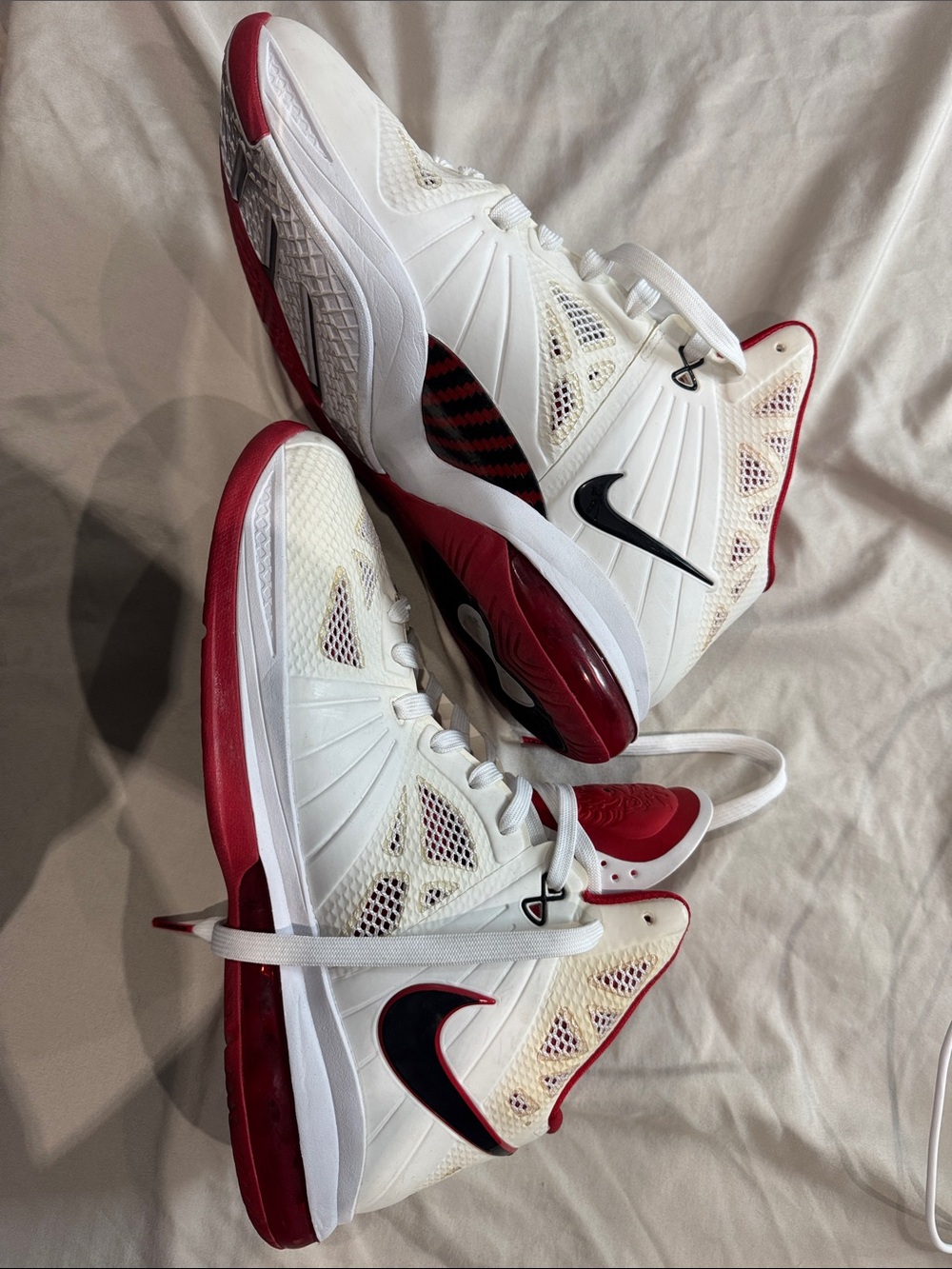 Nike White, Red & Black High-Top Basketball Shoes
